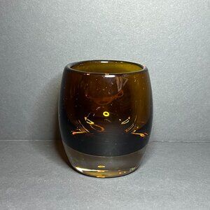 Crate & Barrel Amber Glass Diva Votive Tealight Candle Holder 3.25 x 2.75"